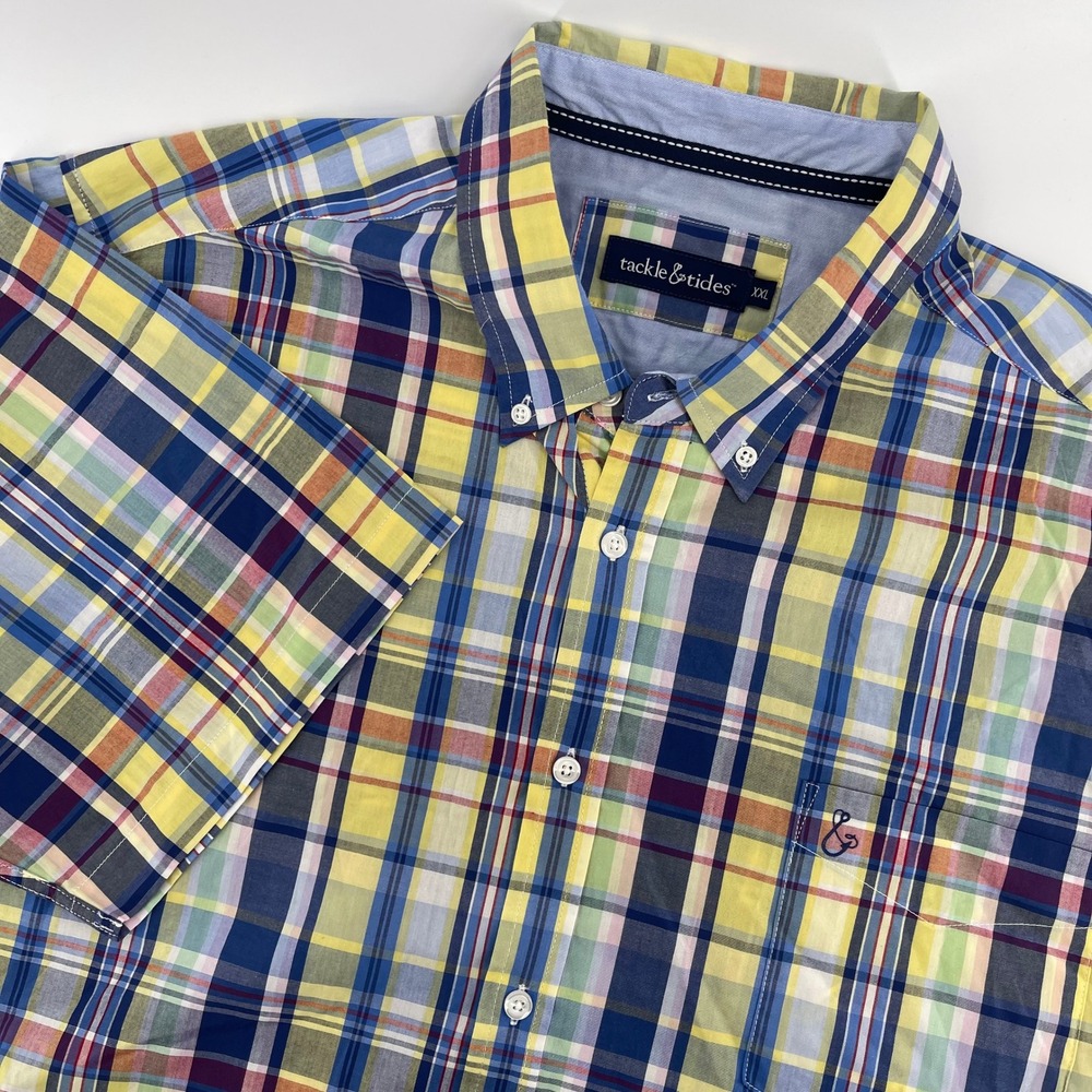 Men's Yellow Plaid Button-Down Shirt